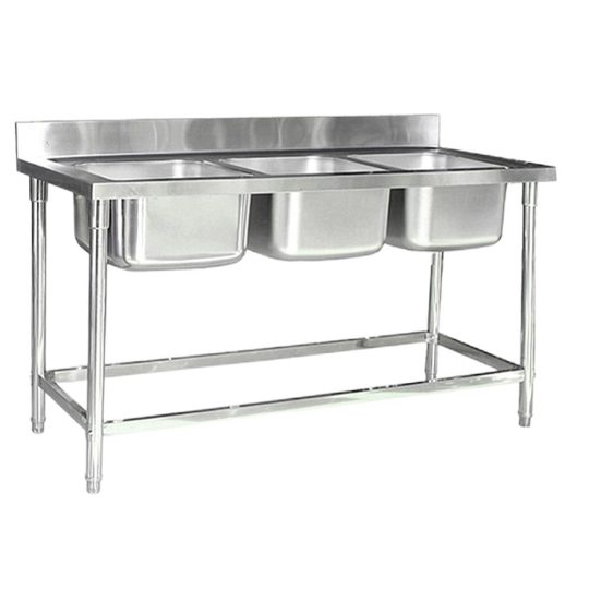 Stainless Steel Double Sink Bench